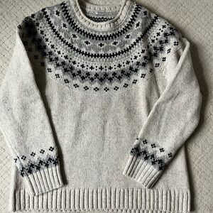 Vintage L.L. Bean Wool Sweater Nordic Fair Isle Crewneck Cozy Winter Knit